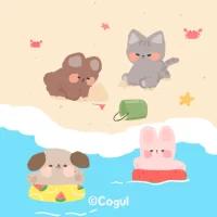 카카오톡 테마 - 보송보송친구들_바다여행 (카톡테마)