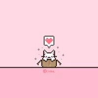카카오톡 테마 - 귀여운 핑크 아기 고양이 픽셀